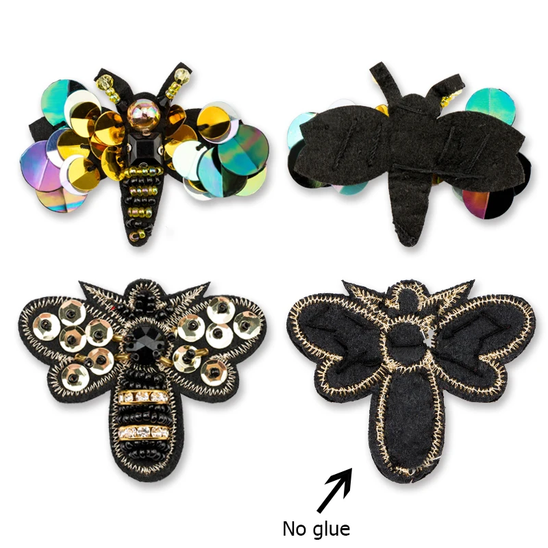 QIAO Стразы ручной работы из бисера и блесток патчи в форме пчелы мода пришить жемчужный патч для одежды из бисера аппликация милый DIY