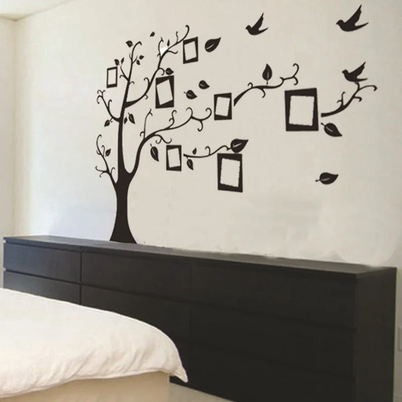 3D negro foto de familia marco árbol Pegatinas de pared casa decoración sala de etiqueta engomada Mural de la pared calcomanías lápiz DIY decoración de la habitación