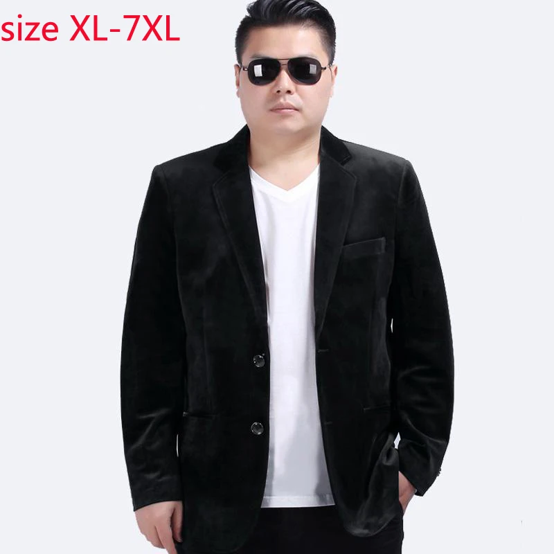 

2019 New Arrival Spring And Autumn Large Velvet Suit Men Loose Jacket Casual Single Breasted Mens Blazers Plus Size XL-6XL 7XL