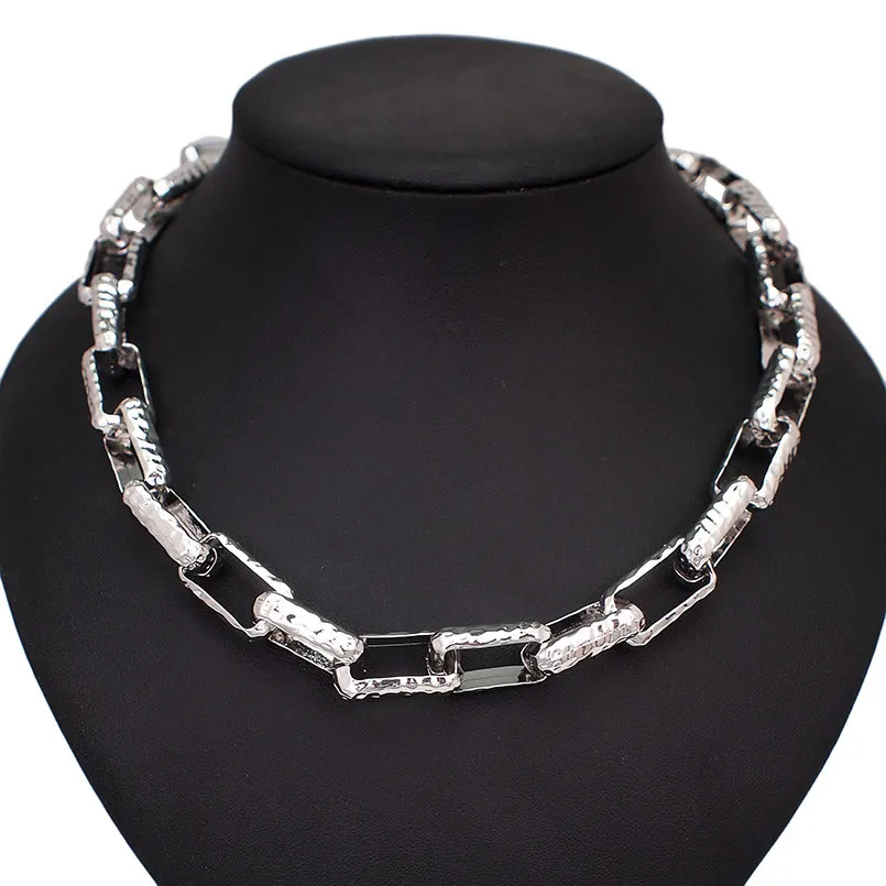New Charm Jewelry Women Heart Choker Chunky Statement Bib Pendant Chain Necklace
