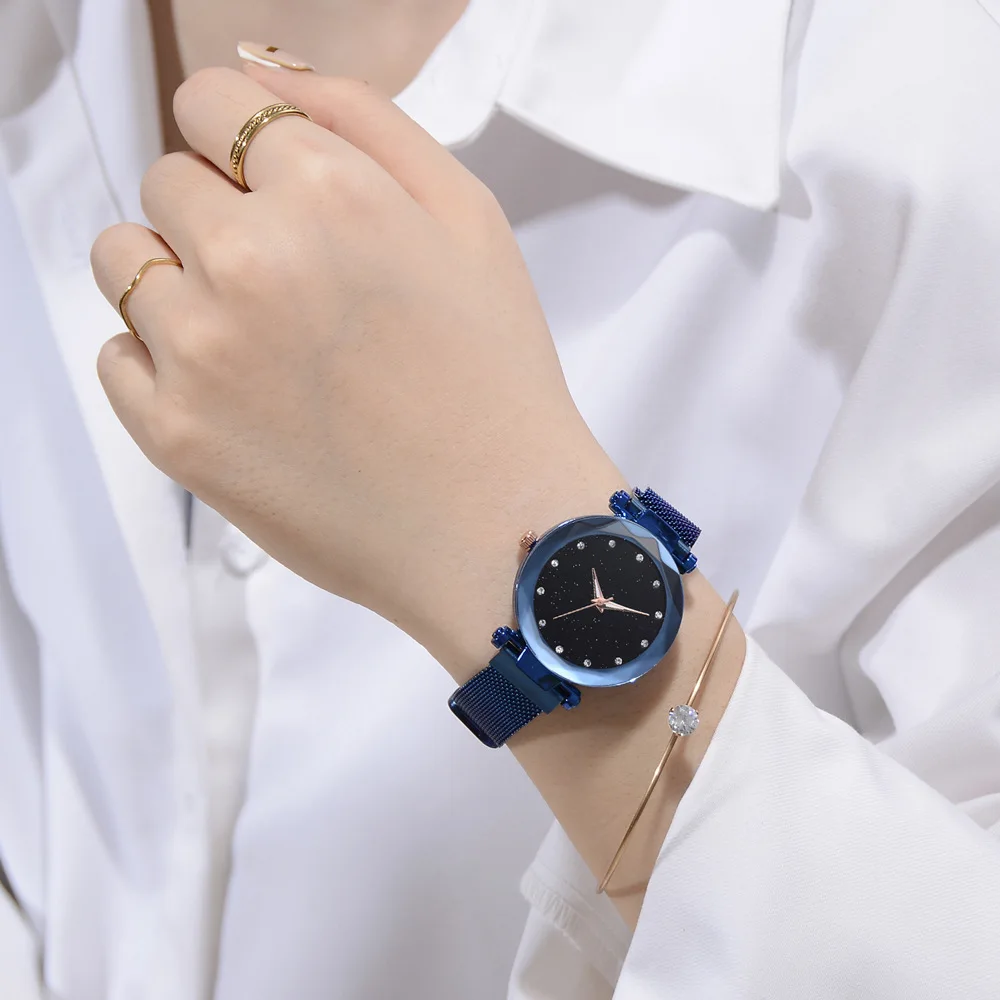 Кварцевые наручные часы Роскошные Звездное небо женские часы модные женские магнитный браслет часы relogio feminino женские часы