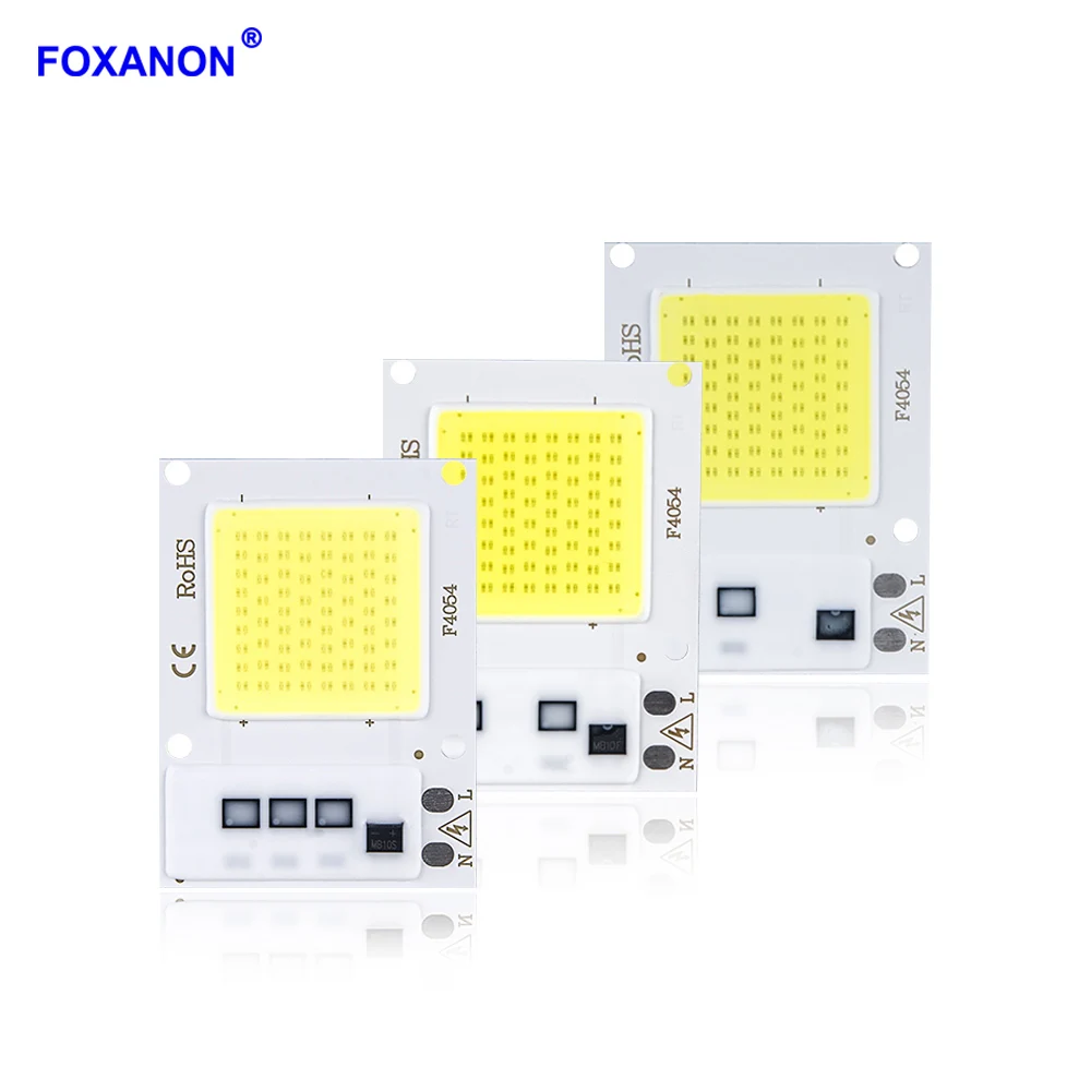 Foxanon светодиодные лампы высокой мощности 10 Вт 20 30 220 В 110 Смарт IC COB LED чип лампочки