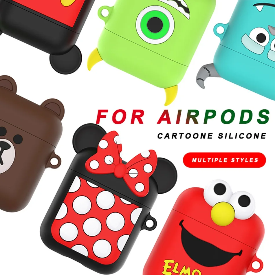 Чехол для AirPods, мультяшный силиконовый чехол для Apple Air pods 2, милый чехол для наушников, сумка для наушников, чехол с кольцом, аксессуары