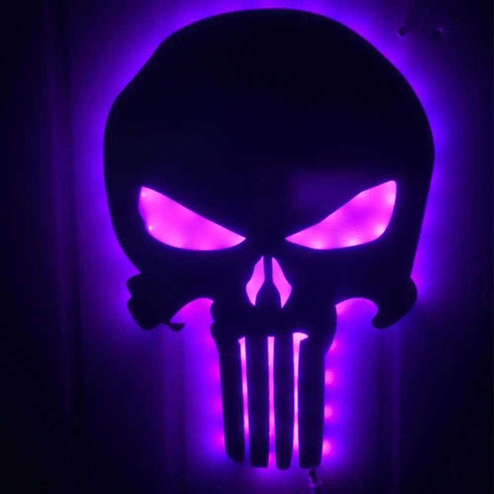 

AKDSteel Skull Mirror Lamp 3D Colorful LED Night Light Halloween Home Decoration Wall Lamp