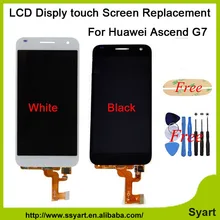 1pcs/lot 100% New Test Black White LCD Display Touch Screen Digitizer Assembly Replacements For Huawei Ascend G7 G7-L01 G7-L03