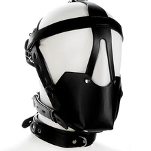 Полиуретановая маска на голову, маска для маскарада, Фетиш-маска, косплей, БДСМ-костюм, кожаный ремень