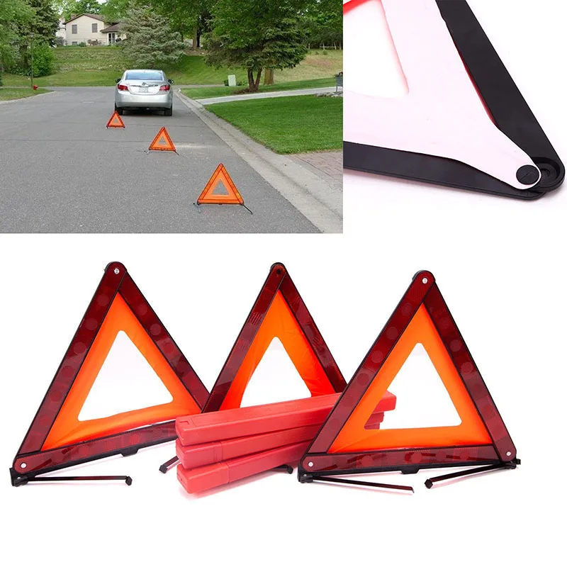 

3Pcs Early Warning Road Safety Triangular Kit Reflective Sign Emergency Signals M8617