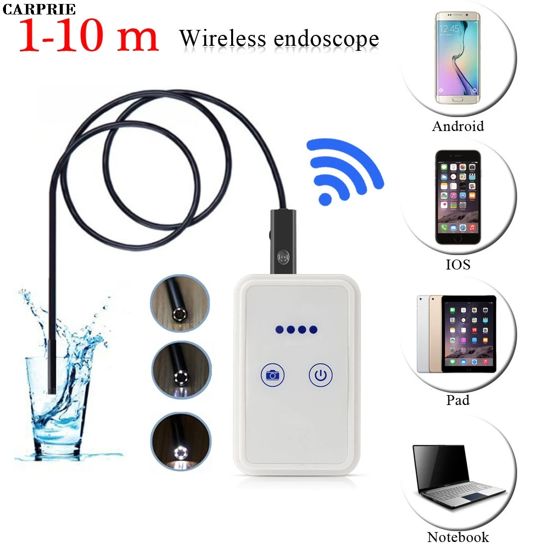 

CARPRIE USA Responespon)WIFI Endoscope Waterproof Borescope Inspection Camera LED USB for Andriod phone 1M 1.5M 2M 3.5M 5M 10M