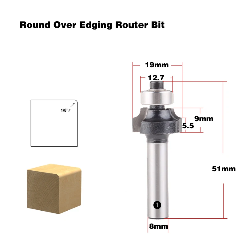 1 шт. 8 мм хвостовик древесины маршрутизатор бит прямой Концевая фреза триммер очистка заподлицо отделка угловая круглая бухта коробка биты инструменты фреза - Длина режущей кромки: 1NO