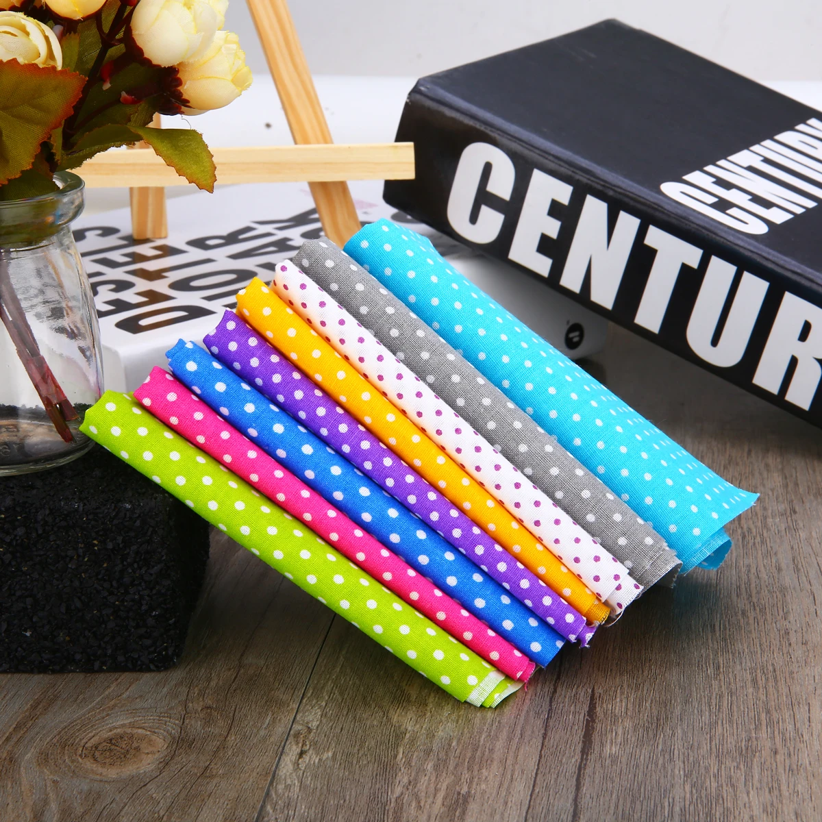 Hot Sale 8PCs Small Dot Print 100% Cotton Squares Pre Cut Fabric Quilt Fabric Quarters  25*25cm For DIY Sewing Patchwork Cloth