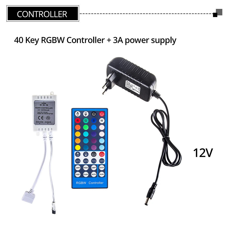 5050 RGBW/WW Светодиодные ленты свет 12 В 5 м гибкий свет с 40 кнопочный пульт 3A Мощность адаптер красочные полосы освещения