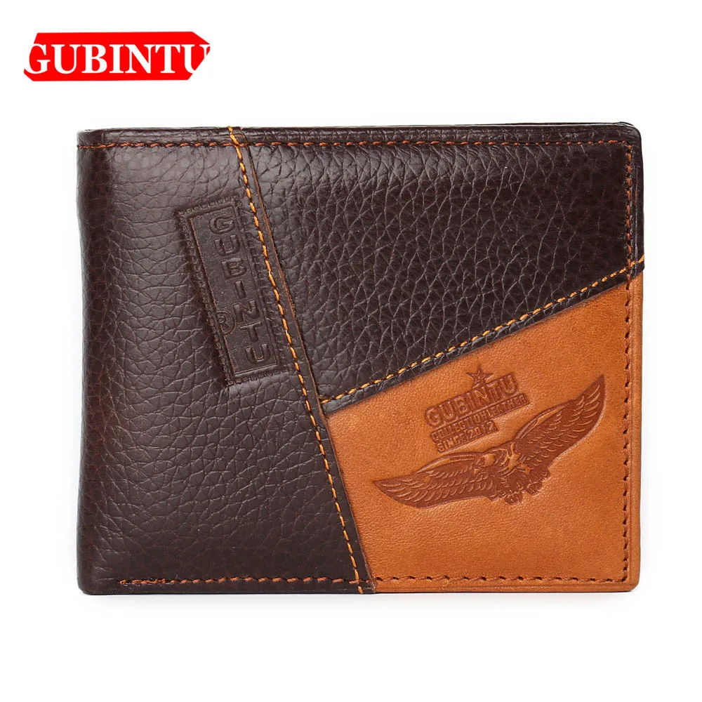 GUBINTU الرجال محافظ جلد البقر الحقيقي بطاقة تصميم قصيرة حامل Passcard جيب الرجال محفظة عالية الجودة العلامة التجارية الذكور محفظة