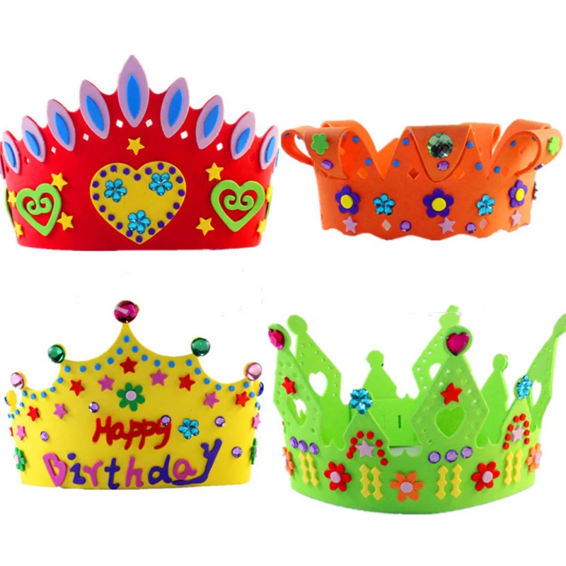 1 шт. весело самоклеящиеся DIY ручной работы 3D Eva Корона День рождения шапка пены EVA крышек для детей Craft наборы игрушки