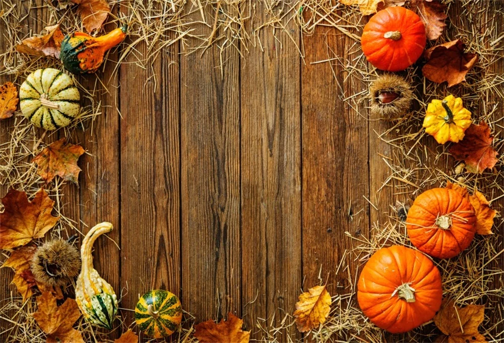7X8ft Fall Thanksgiving Garage Door Decorations Background Autumn Pumpkin Harvest Window Photography Backdrop Maple Leaves Haystack