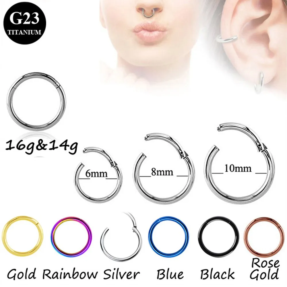 Showlove 2 шт. G23 титановые шарнирные кольца для Stepum Clicker носа 14 г и 16 соска губ ушной