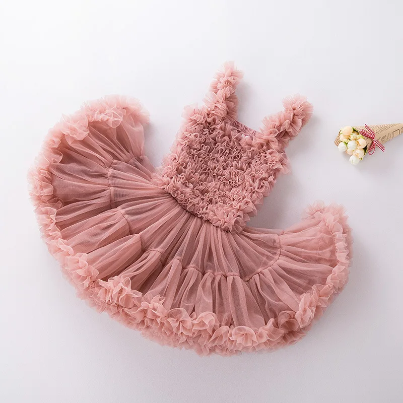 Модное платье-пачка для девочек детское экстра-пушистый платье для дня рождения милое осеннее бальное платье с оборками платье для фотосессии - Цвет: pink2