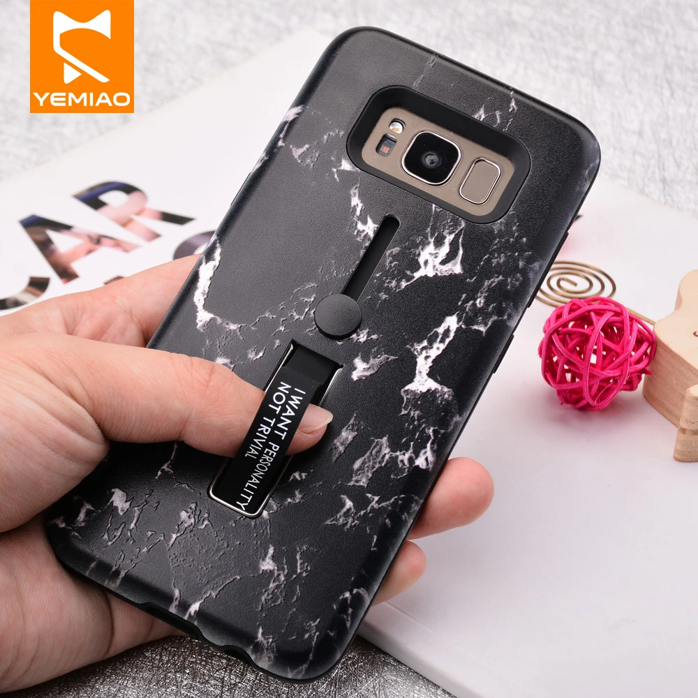 

For Samsung Galaxy Note 8 9 S7 Edge S8 S9 Plus Marble Phone Case Cover For Samsung A5 A7 A6 A8 Plus A9 Finger Holder TPU PC Case
