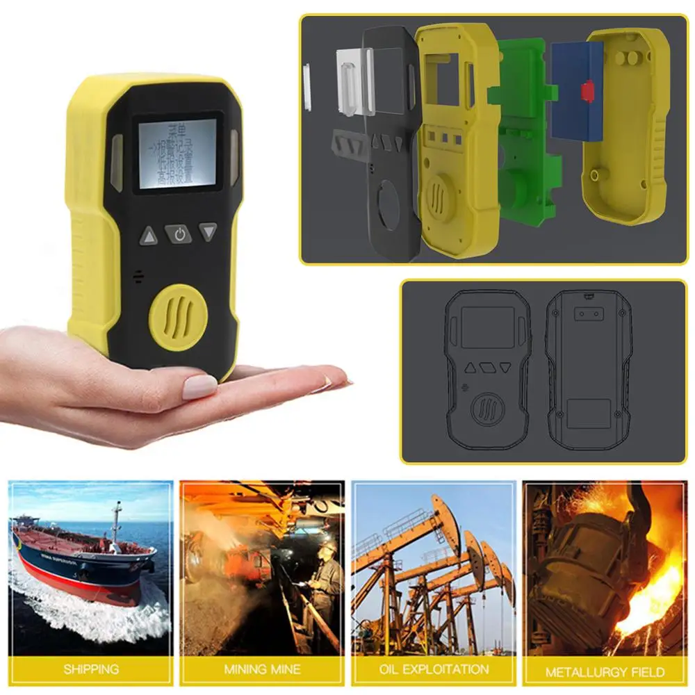 

Practical Hydrogen Sulfide Gas Detector Single-gas Leak Detector H2S Monitor With Sound Light Poisonous Harmful Alarming Device