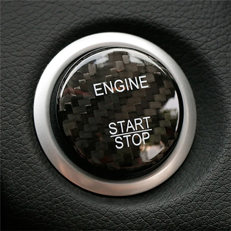 Углеродное волокно автомобильный двигатель старт стоп кнопка Крышка Keyless Go стикеры зажигания подходит для Mercedes Benz C GLC C200l
