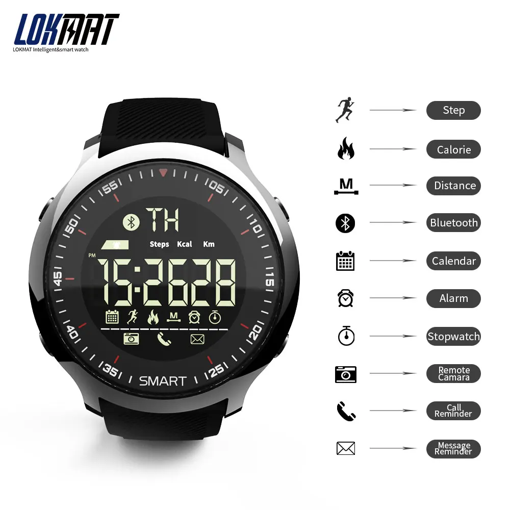 LOKMAT Smart Watch Sport Waterproof pedometers Message Reminder Bluetooth Outdoor swimming men smartwatch for ios Android phone LOKMAT Smart Watch Sport Waterproof pedometers Message Reminder Bluetooth Outdoor swimming men smartwatch for ios Android phone