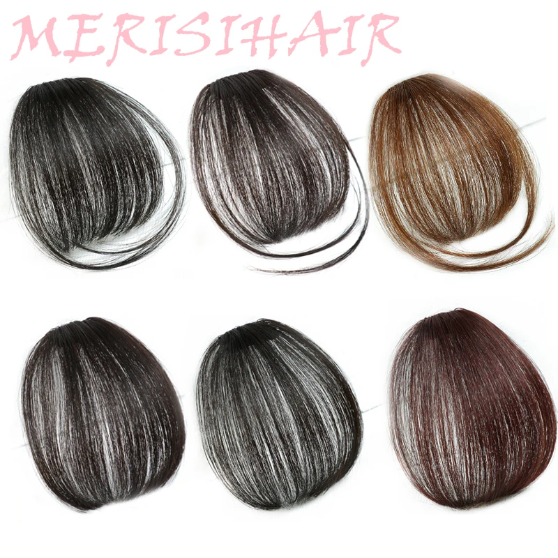 MERISI HAIR 4Color Clip In Hair Bangs Hairpiece Synthetic Fake Bangs Hair Piece Clip In Hair Extensions