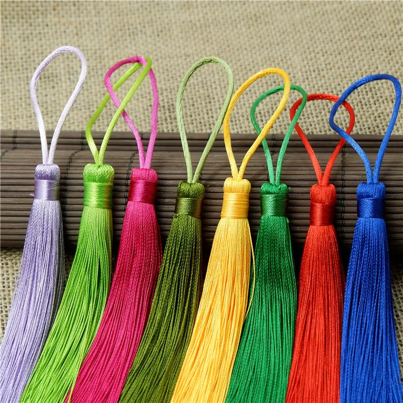 Yesucan 10PCS 12+5cm LongTassel Keychain Cellphone Straps Necklace Jewelry Charms DIY Accessories For Earrings Necklace Pendants