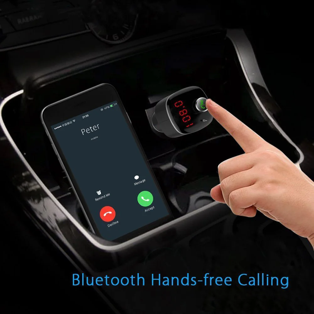 Автомобильный комплект громкой связи fm передатчик модулятор 5 в 2.4A 2 USB зарядное