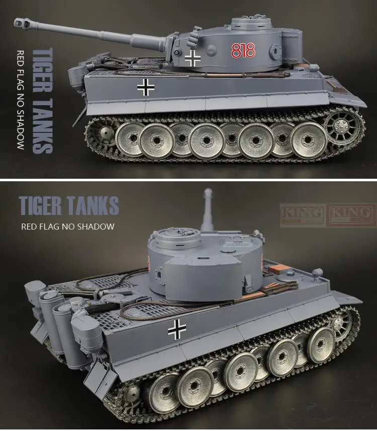 Henglong1/16 Немецкий боевой танк Tiger I синяя металлическая Версия с 2 4G RC дымчатым