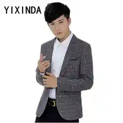 Новая мода Повседневное Для мужчин Блейзер хлопок тонкий в Корейском стиле костюм Блейзер Masculino мужской костюмы Куртки Пиджаки Me