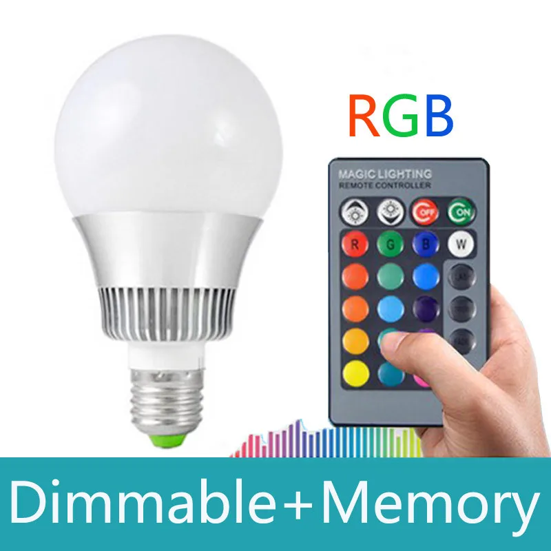 

High Qulity 5w 25w E14 GU10 E27 RGB LED Bulb 16Color Change RGB LED Lamp spot light 85-265v 12v+Remote control ampolleta led rgb