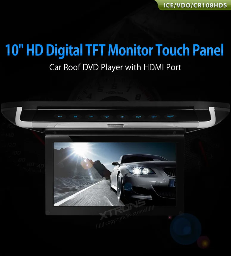 XTRONS монитор 1" автомобильный аудио HD цифровой TFT монитор сенсорная панель Автомобильная крыша dvd-плеер с HDMI портом светодиодный светильник ИК передатчик