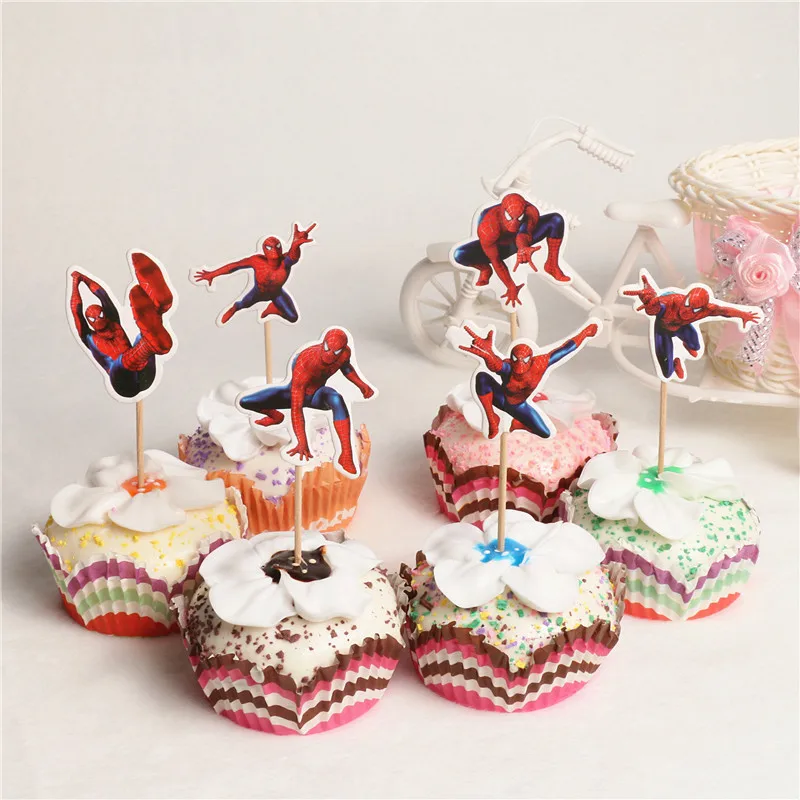 72 шт., супергерой Человек-паук торт, верхняя одежда, вставки для мальчиков, Детские вечерние украшения, детские украшения на день рождения
