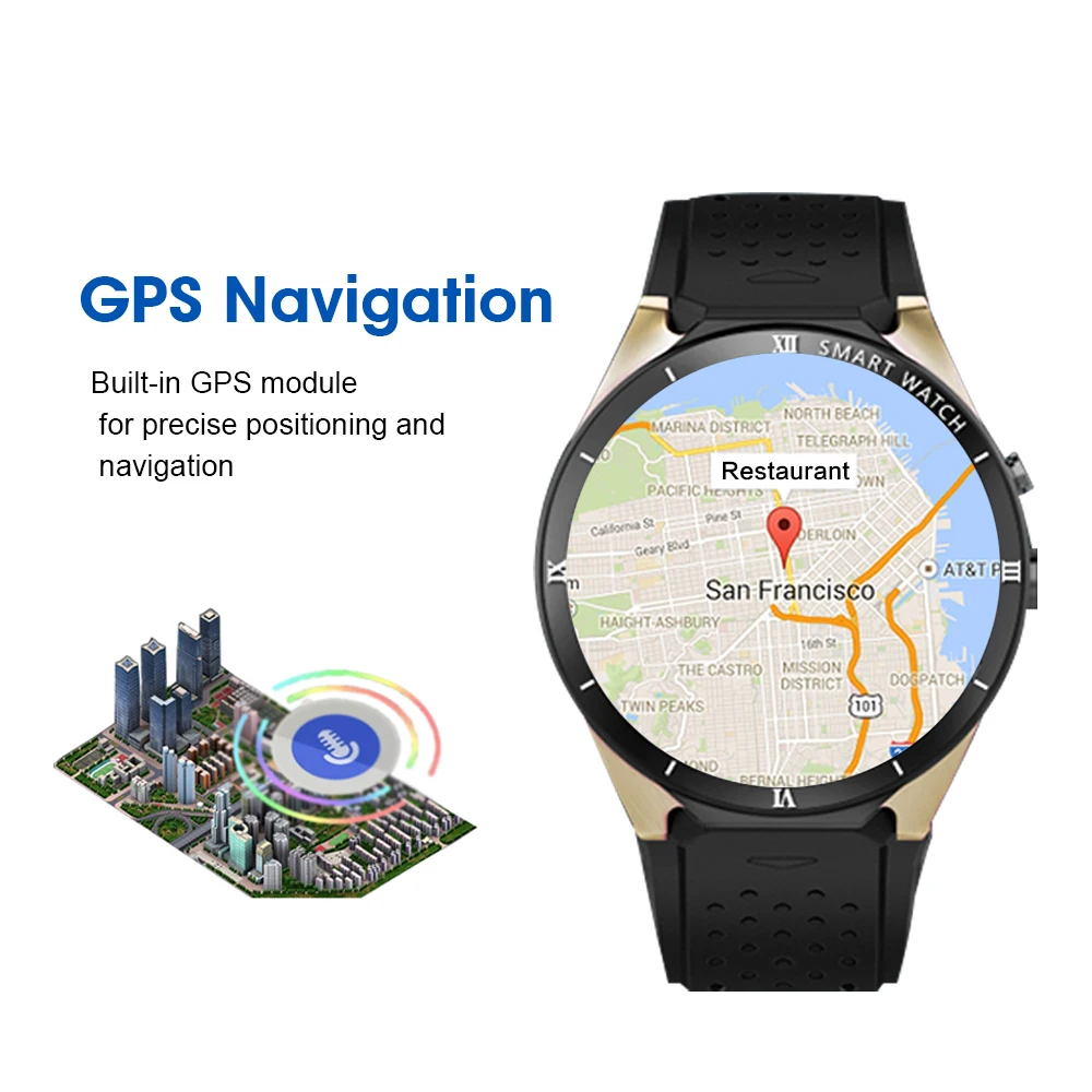 Kaimorui Smart Watch KW88 Pro Android 7.0 Bluetooth Smartwatch MTK6580 3G with SIM Card GPS WiFi 1GB+16GB Android Watch Smart