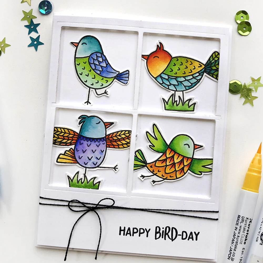 

103*116MM Birds Set Craft Stamps and Metal Cutting Dies Stencils for DIY Scrapbooking/photo album Decorative Paper Card Craft