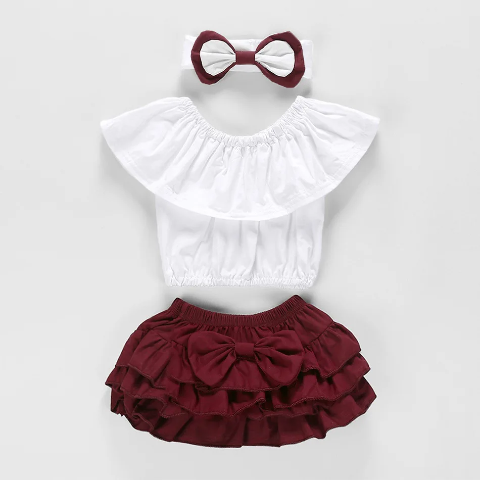 

Toddler Baby Girls Summer Clothes Set Short Sleeve White T-shirt Tops Ruffle Shorts Tutu Cotton Girl Outfits 1-5Y