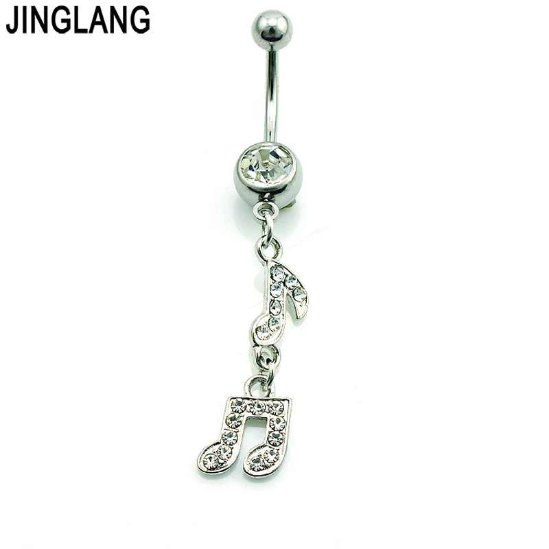 Promotion! DIY Brand New Wholesale Price Fashion White Rhinestone Music Note Navel Piercing Rings For Women Body Jewelry | Украшения и