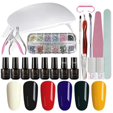 MIZHSE набор для акриловых ногтей Гель-лак для ногтей набор Manucure гель УФ-комплет Набор для гель-лака с 6 Вт Светодиодная лампа Замачивание от ногтей