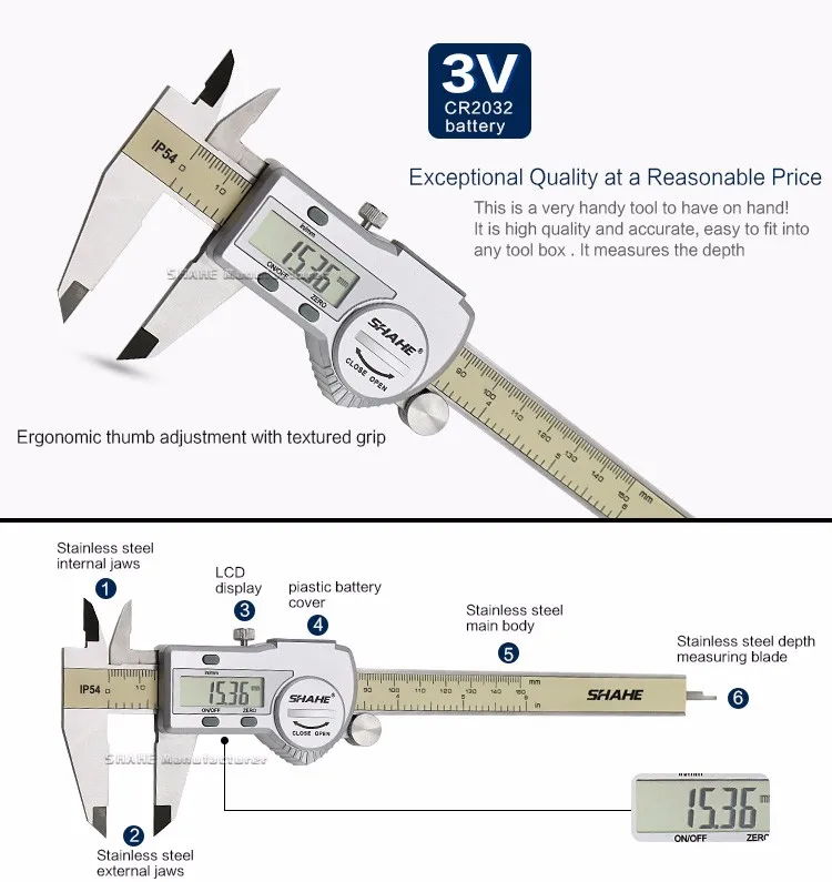 Shahe цифровой штангенциркуль Калибр paquimetro электронный цифровой штангенциркуль paquimetro цифровой 150 мм измерительный инструмент