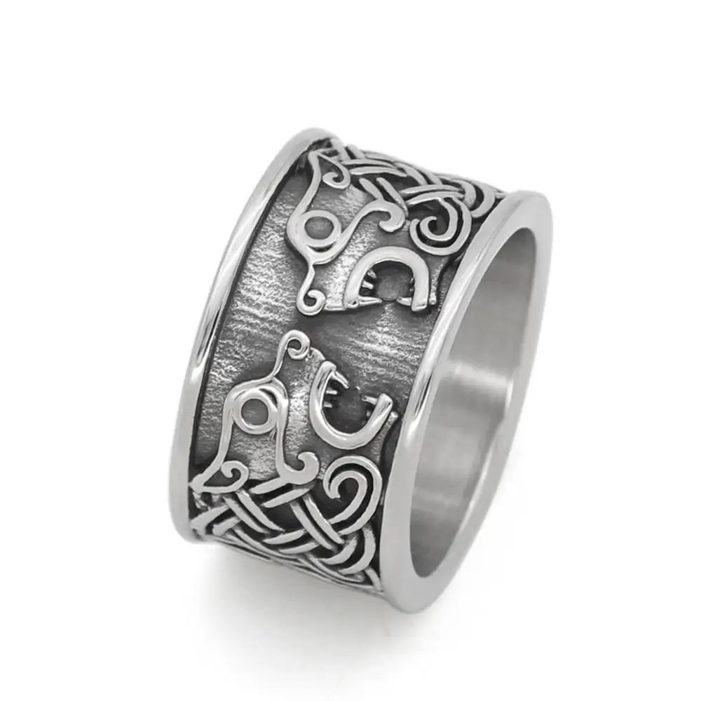 

Nordic viking stainless steel bear knot amulet ring celtic knot ring
