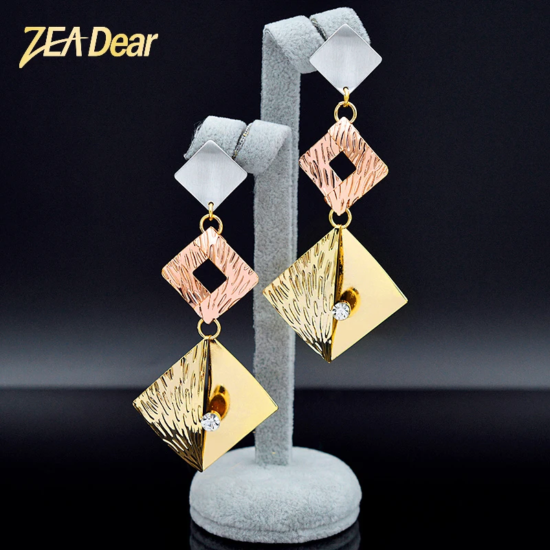 

ZEADear Jewelry Ethnic Jewelry Square Earrings For Women Long Drop Dangle Earrings Jewelry For Anniversary Gift Jewelry Findings