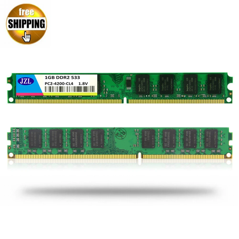 JZL Memoria PC2-4200 DDR2 533 MHz/PC2 4200 DDR 2 533 MHz 1GB LC4 1,8 V 240-PIN Non-ECC для настольного ПК компьютера DIMM память ram