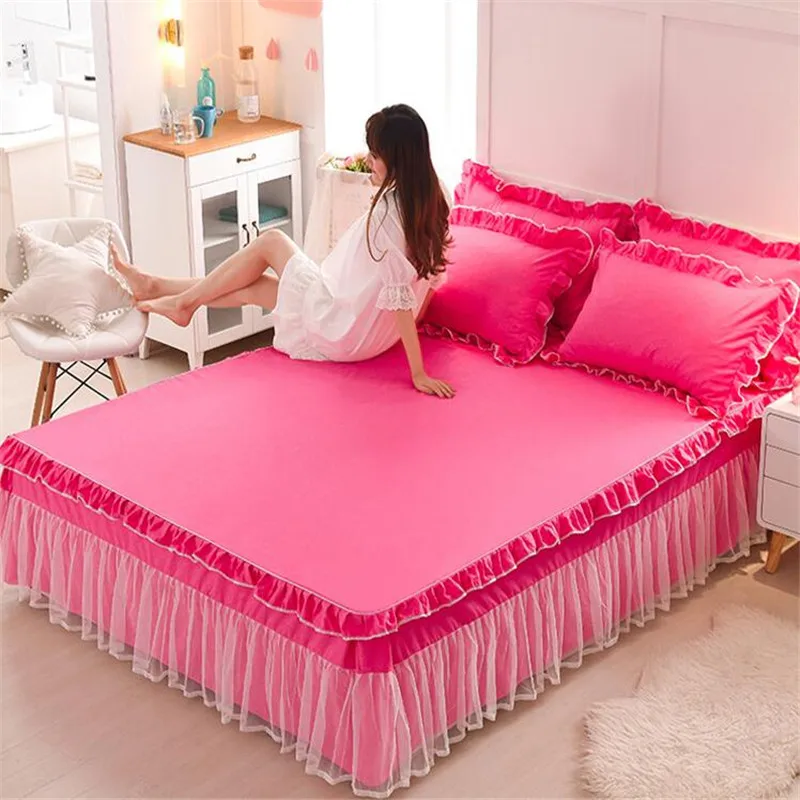 Корейский стиль, 3 шт., принцесса, Нескользящие кружевные покрывала, хорошее покрывало для кровати, кружевной матрас, защитный чехол, качественное постельное белье - Цвет: Color 9