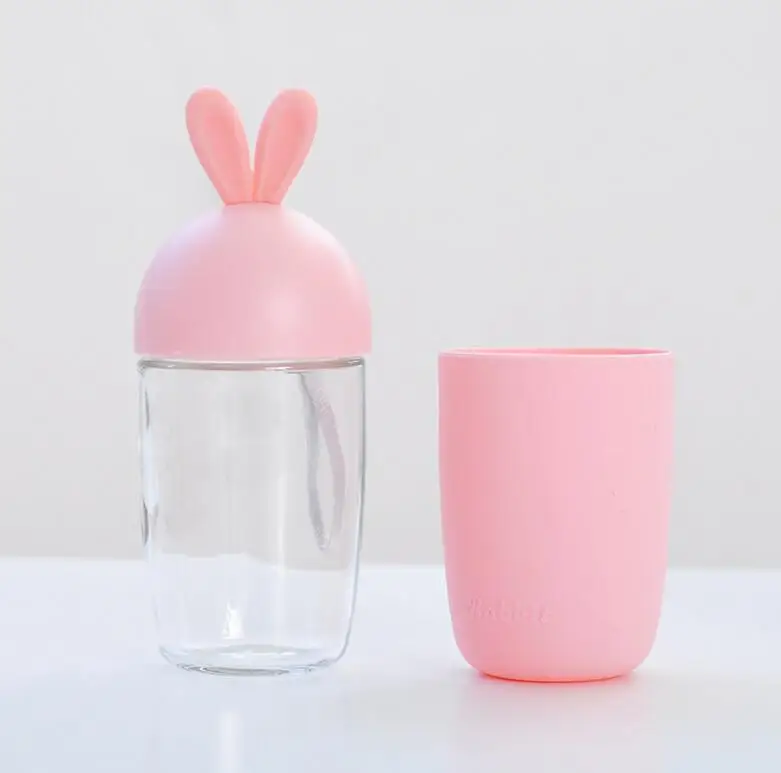 Милая модная мини-стеклянная бутылка для воды, бутылка в форме моркови и кролика, детская бутылка для питья сока, подарок для друзей, детей