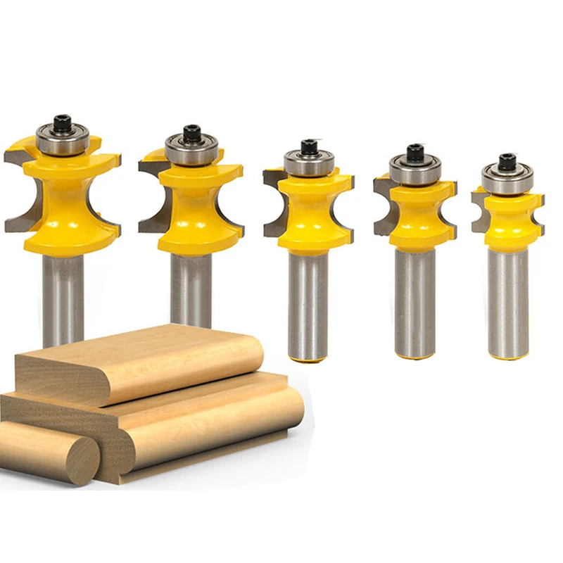 

Durable 5Pcs 1/2" Shank Tenon Half Round Bullnose 3/8,5/16,1/4,3/16,1/8 Router Bits New