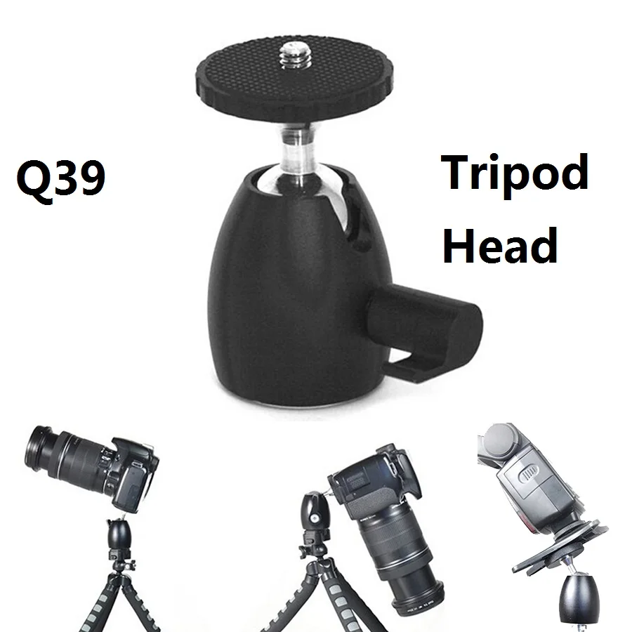 Q39 Mini Ball Head Tripod Heads 1/4'' Hot Shoe Mount Stand adapter All Metal Ball Head for