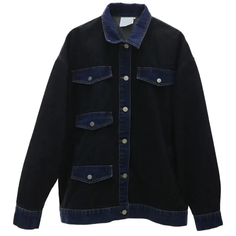Casual Collar See Mode Automne 2018 down Manches xitao Nouveau Unique Poitrine Veste Picture Turn Corée Femmes Lâche Patchwork Pleine Ljt4633 nPY5q5UZA