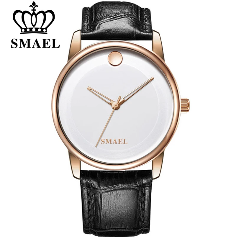 

SMAEL Fashion Men's Wrist Watches Waterproof Leather Watchband Men Luxury Brand Quartz Clock Male Simple Analog Watch Montres