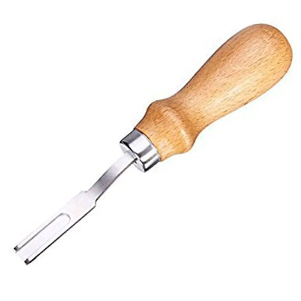 

DIY Stitching Tool Wood Handle French Style Groover Edge Beveler Template Trimming Leather Cutting Durable Handmade Alloy Steel