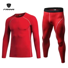 2018 Mens Suits LopeTops+Pant Fitness Gyms Men Compression Leggings Base Layers Top Tees Shirts Sets Long Sleeve Suits 2 Pieces