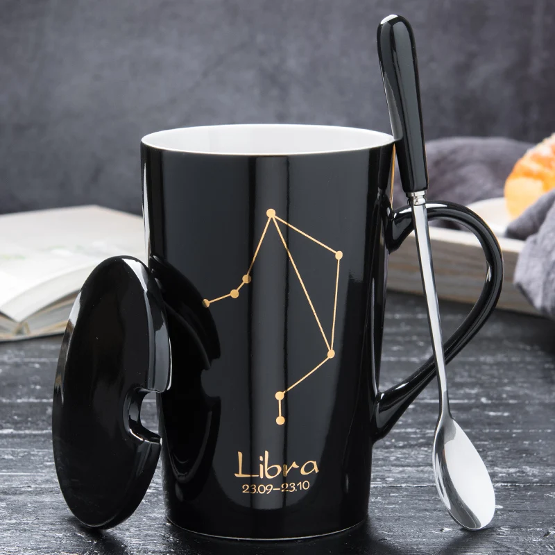 Керамическая кружка, парные чашки, чашка для кофе с молоком, с ложкой, емкость: 420 мл